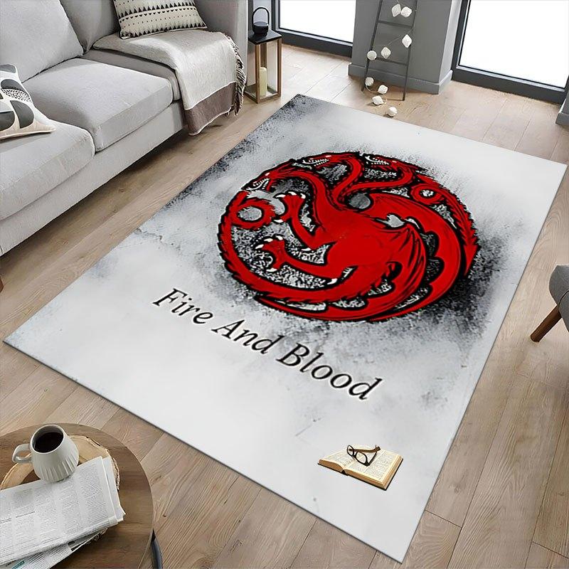 1pc Fire and Blood Office Carpet Chair Mats, Home Decor Mat | Fantasy Theme Mat | Durable Mat, Dragon DecorB09