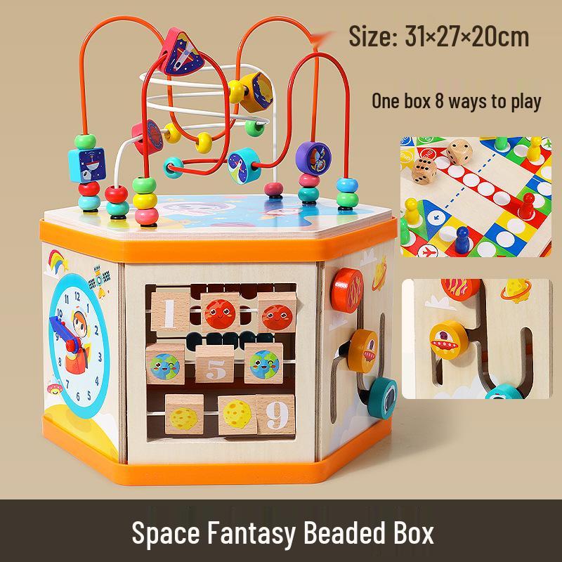 Children's Large Wooden Educational Bead Box: Multifunctional Toy for Early Intelligence Development
