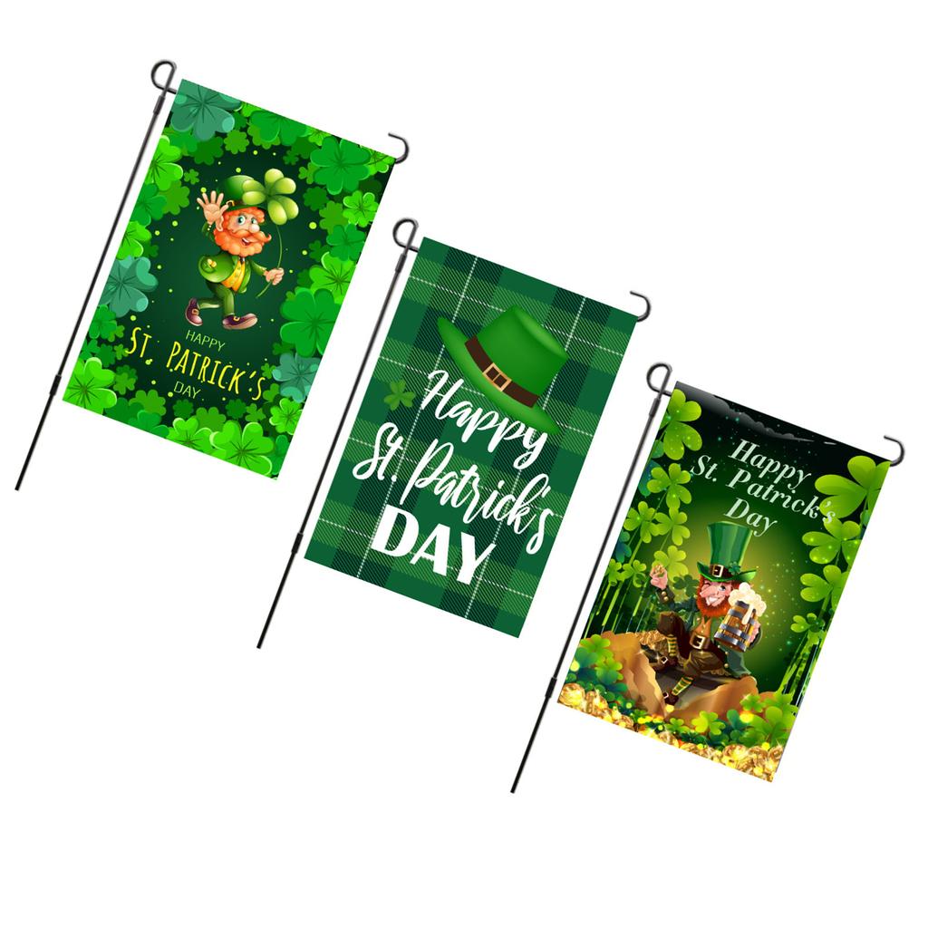 St. Patricks Day Gartenflagge, exquisite dekorative doppelseitige Gartenflagge für Terrasse, Veranda, Balkon, Bac