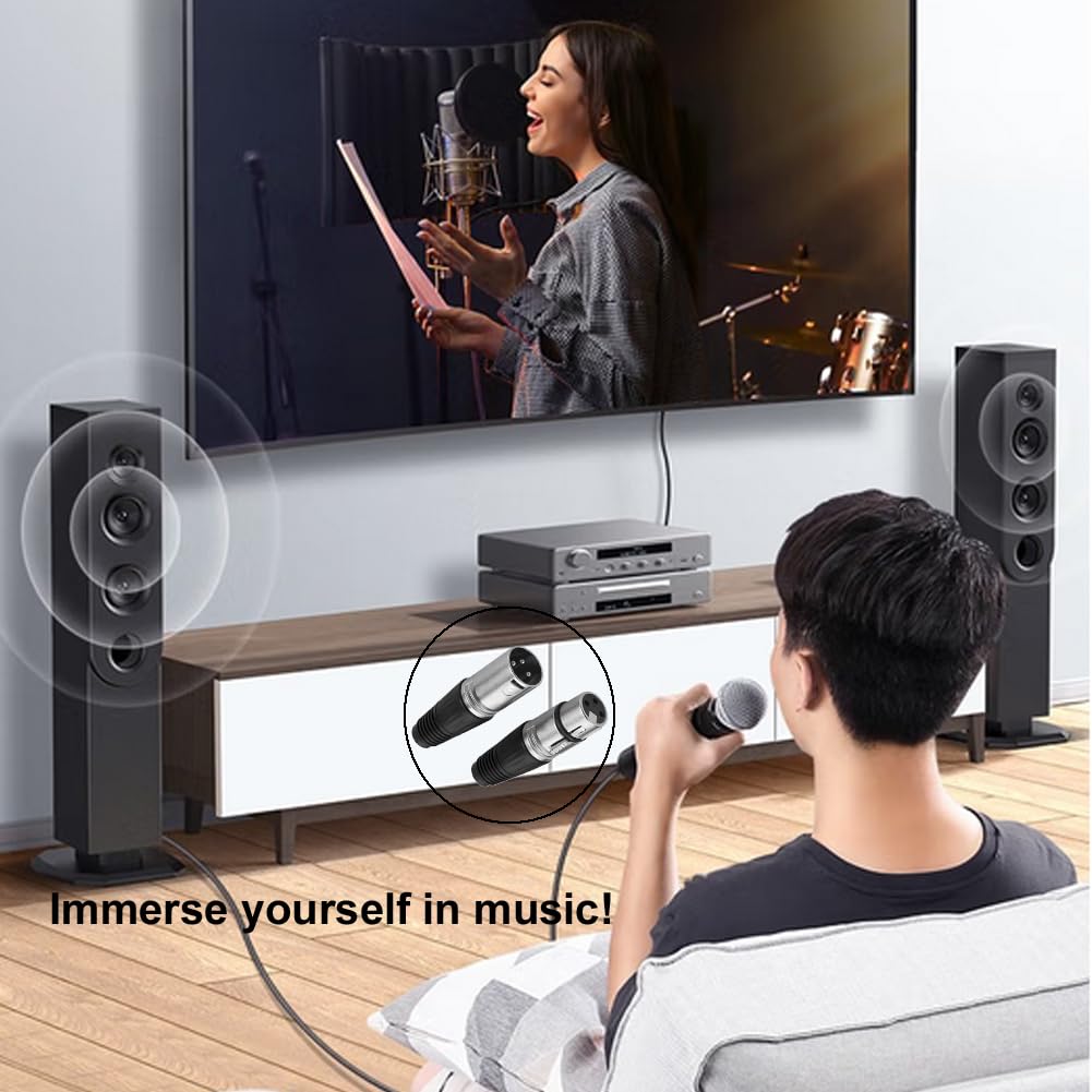 EIGHTNOO XLR 3 Pin Male Female Microphone Cable Connector Metal Plastic (2 Male + 2 Female)