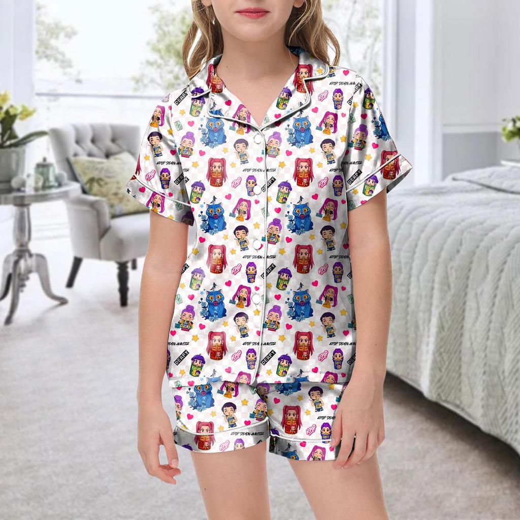 Barneklær Hjemmeklær Pyjamassett Kortarmet Topp Shorts Todelt Sett Yttertøy Lek Cardigan Klær