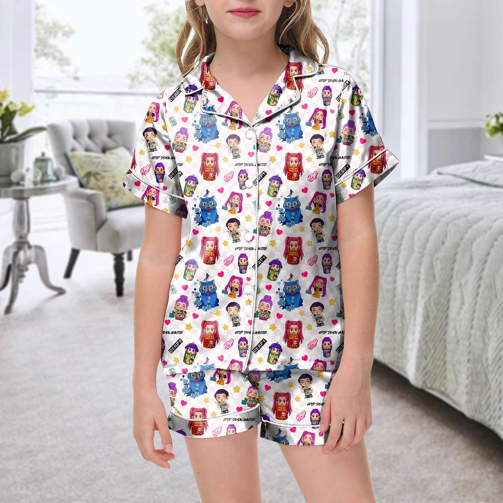 

Детская домашняя одежда Пижамный комплект Топ с коротким рукавом Шорты Комплект из двух предметов Верхняя одежда Игровой кардиган Одежда 120 белый