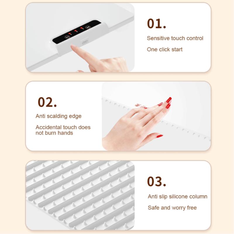 Foldable Food Warmer Fast Heating Tabletop Food Warmer Full Surface Silicone Heating Hot Plate Adjustable Temperature Settings