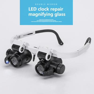 1 uppsättning huvudmonterad förstoringsglas 2 LED-lampor Justerbar Dimbar 8/15/23 gånger Kretskort Pannbandsförstorare Hemförsörjning