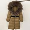OFTBUY Moda Inverno Giacca Piumino 90% Imbottita con Piumino Collo in Pelliccia di Volpe Oversize Rimovibile Cucita Giacca Piumino Donna Abbigliamento Casual Largo