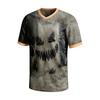 Men's Short Sleeve V-Neck T-Shirt with Halloween Print for Casual Daily Wear