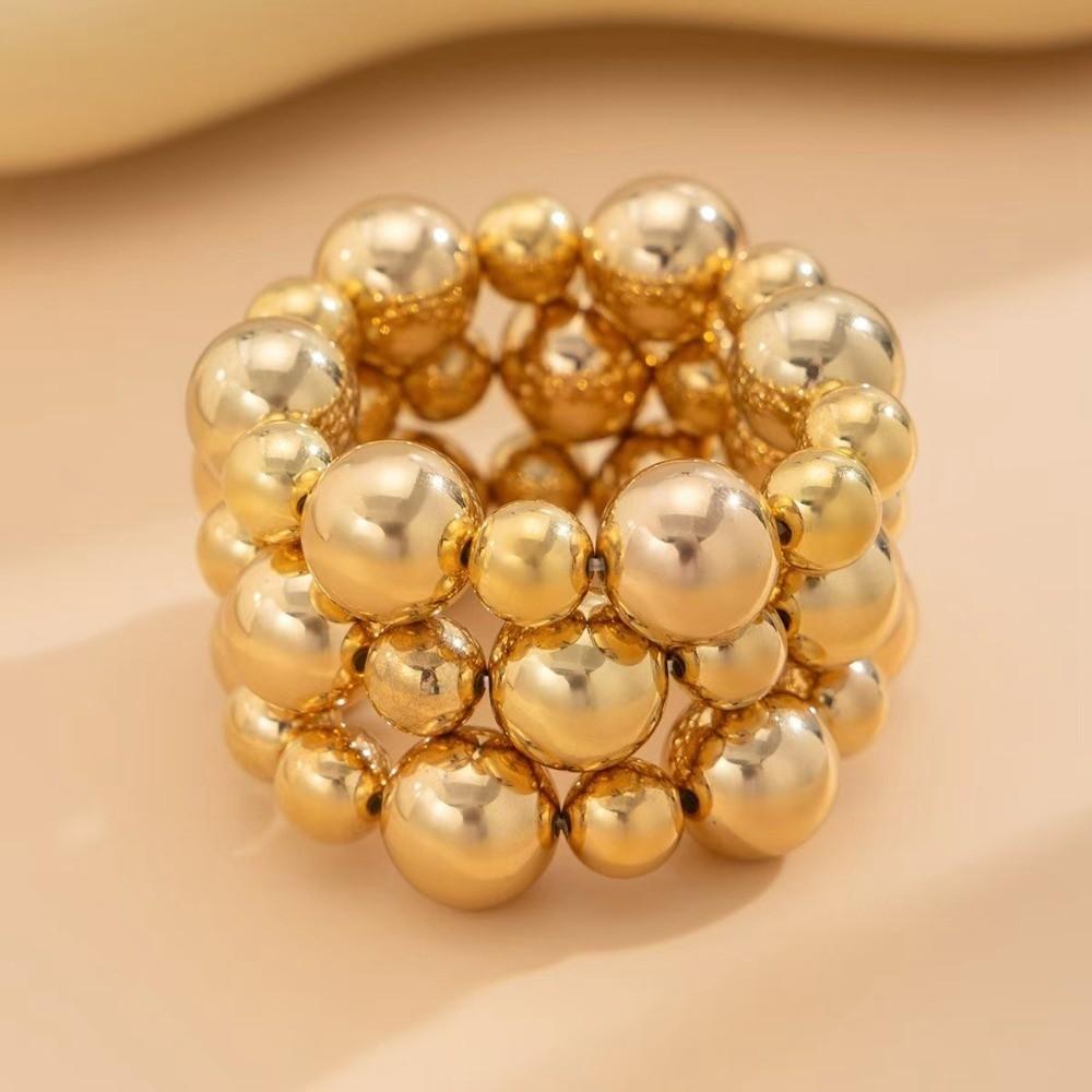 3Pcs/Set Plastics Beads Beads Chain Bracelets Gold Color Silver Color Big Ball Bangles Hand Jewelry Elastic Rope