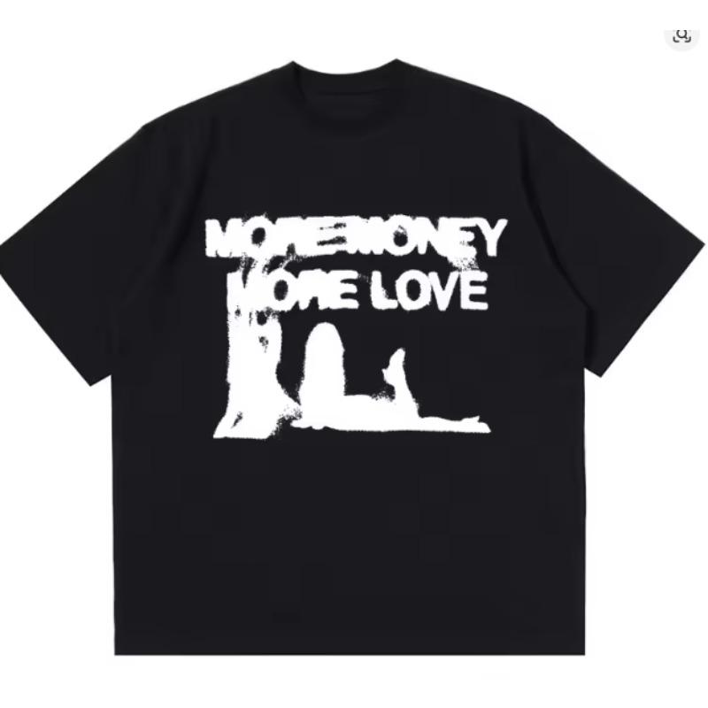Womens Loose Cotton Crew Neck Letter Print Y2k Street Clothing Hip Hop Harajuku Vintage Graphic Short Sleeve Top