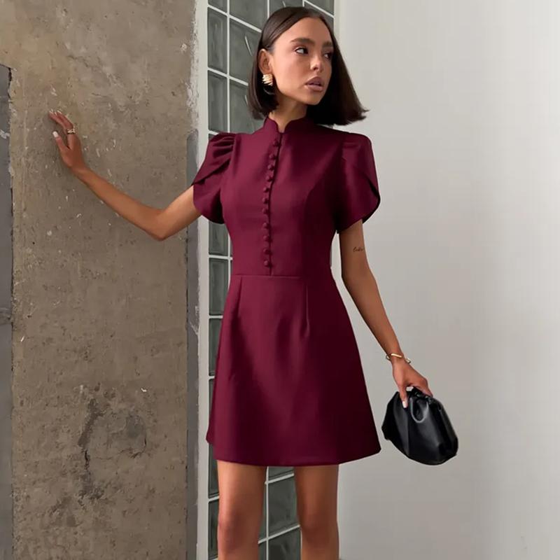 2026 Neues Sexy Minikleid für Damen Kurzarm Einfarbig Pendler Partykleid Sommer Damen Elegant Kurze Kleider