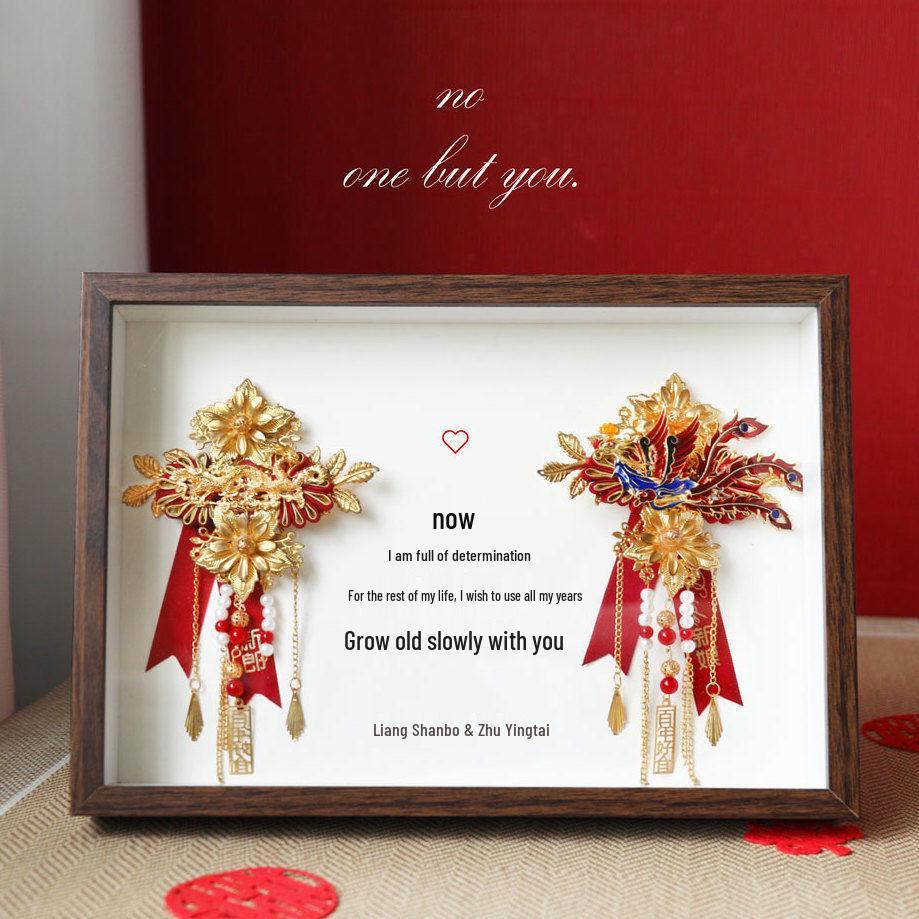 Premium Dragon and Phoenix Wedding Corsage Set for Bride and Groom - Elegant Boutonniere Pins