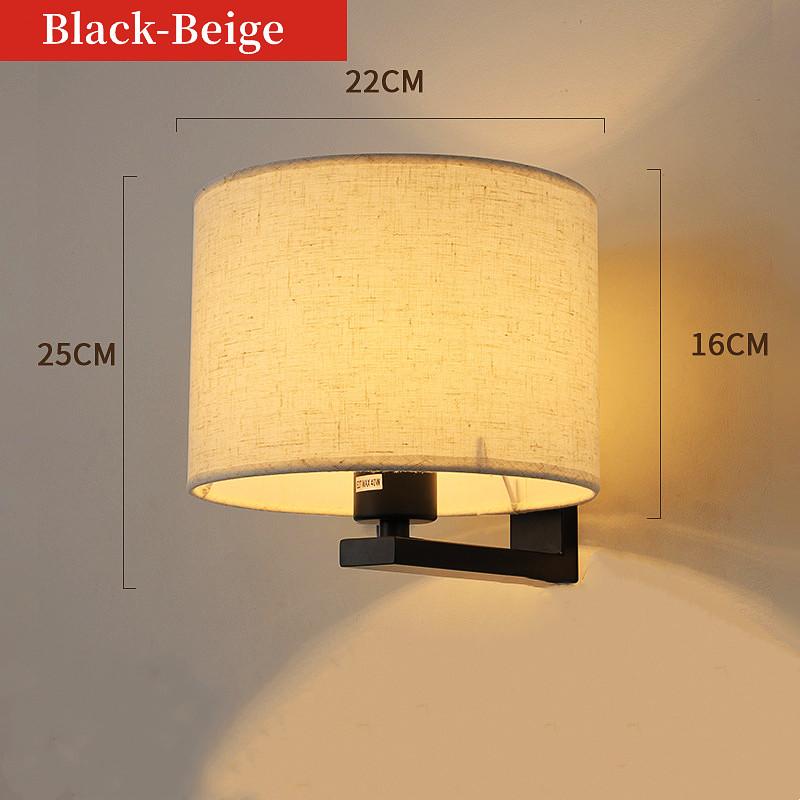 Moderne LED Vegglampe med E27 Pære Rund Stoffskjerm Vegglamper Innendørs Belysning for Hotell Soverom Nattbord Hjemmedekorasjon