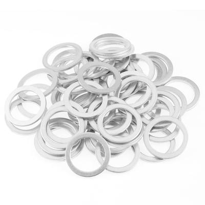 HELIFOUNER 50 Pieces M18x24x1.5mm Automotive Drain Plug Gaskets, Oil Crush Washers, Aluminum Flat Washers, Inner Diameter 18mm, Outer Diameter 24mm,