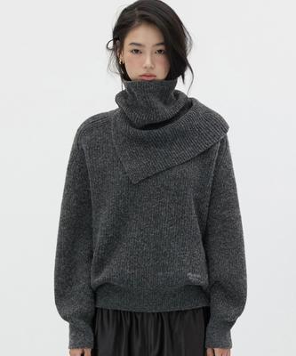 Michikoleondeonkosino Neck Warmer Set Wool Knit Charcoal