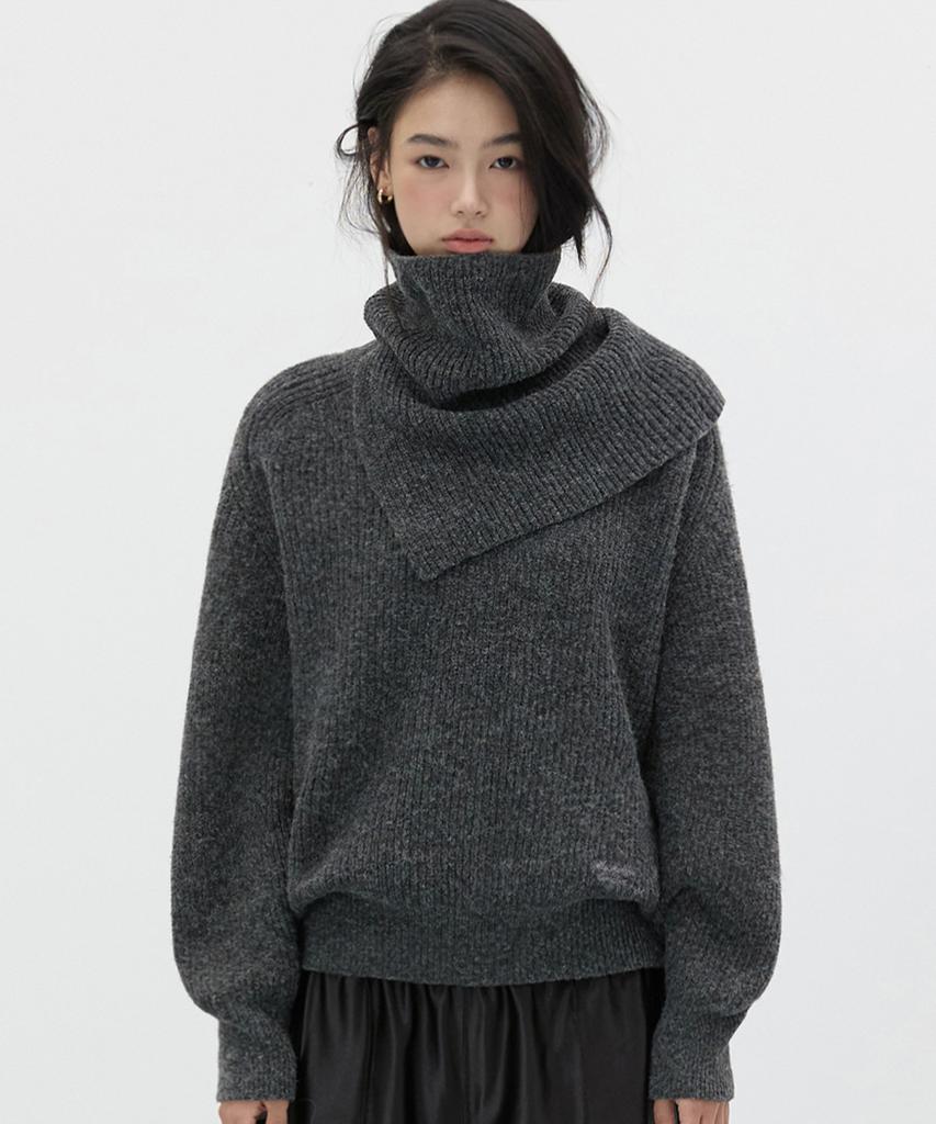 Michikoleondeonkosino Neck Warmer Set Wool Knit Charcoal