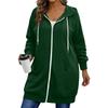 Sudadera Larga con Capucha para Mujer Tallas Grandes con Cremallera Bidireccional, Ropa Exterior Casual de Color