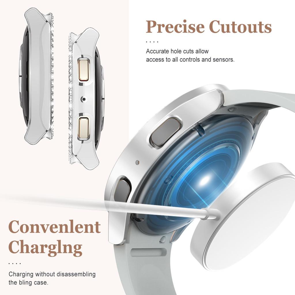 Θήκη Bling με Διαμάντια για Samsung Galaxy watch 7 44mm 40mm Αξεσουάρ Προστατευτικό Οθόνης Τζάμι Ασφαλείας Προφυλακτήρας Κάλυμμα Galaxy watch 7