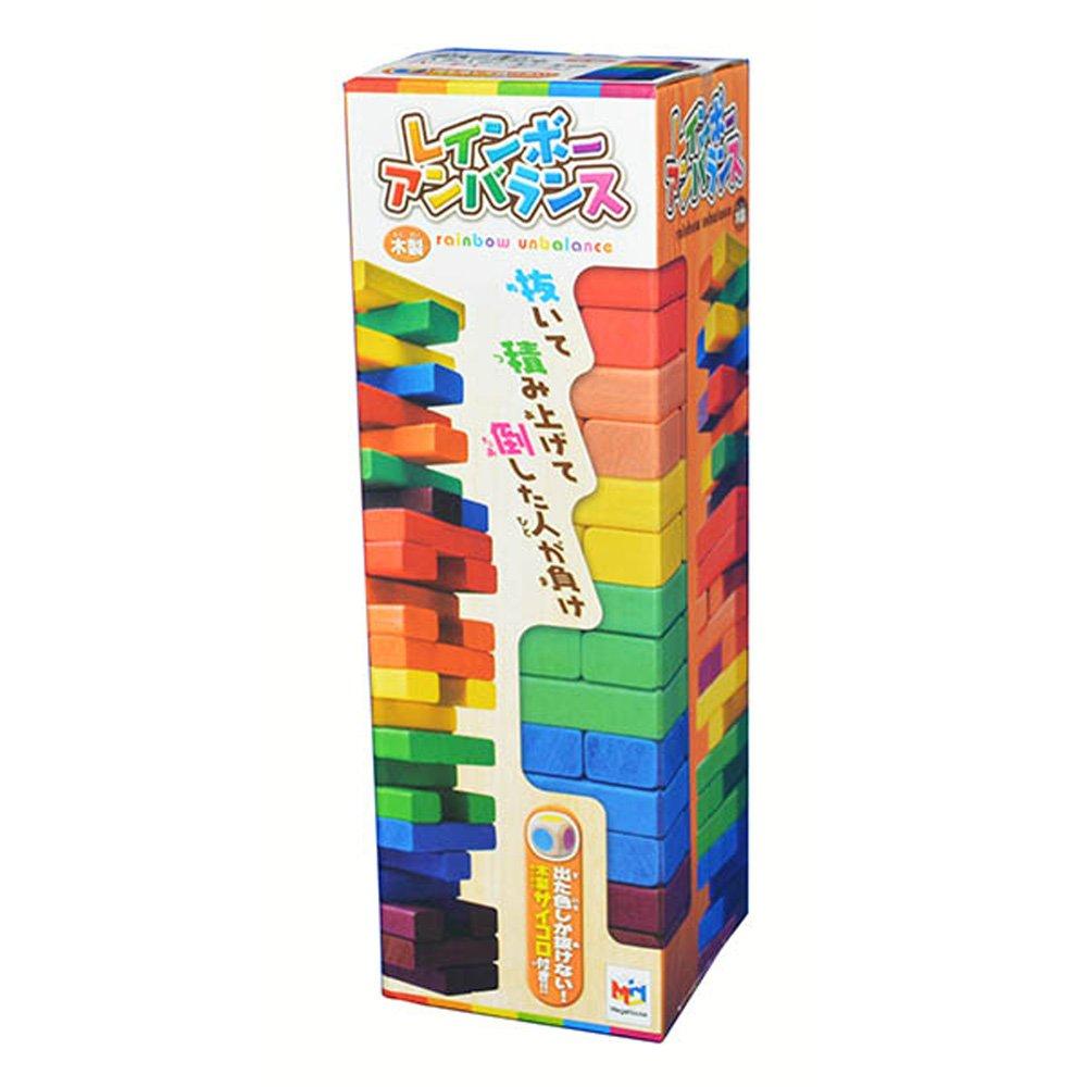 Rainbow Unbalance Ages 6 and MegaHouse Jenga, up,