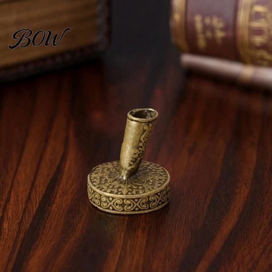 Pen Holder for Desk Vintage Round Holder, Durable Metal Exquisite Carved Desktop Ornament, Office Stationery Dip Pens And Quill Supply, Calligraphy