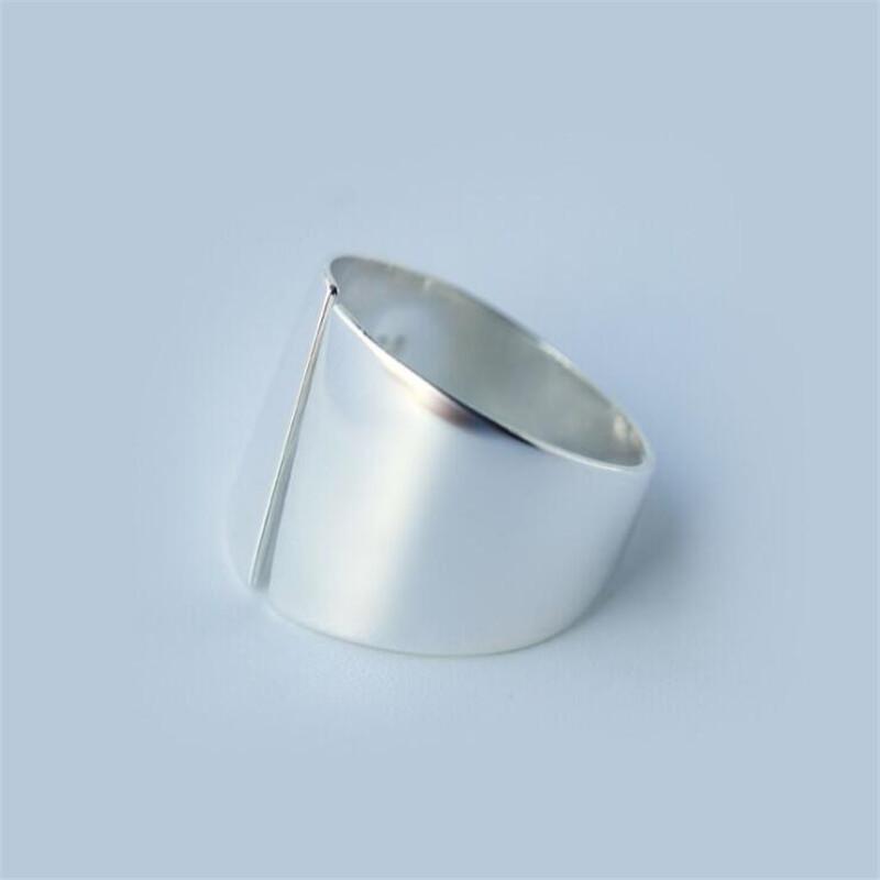 New Fashion Irregular Wide Face 925 Sterling Silver Jewelry Smooth Temperament Geometric Personality Opening Rings TYB9