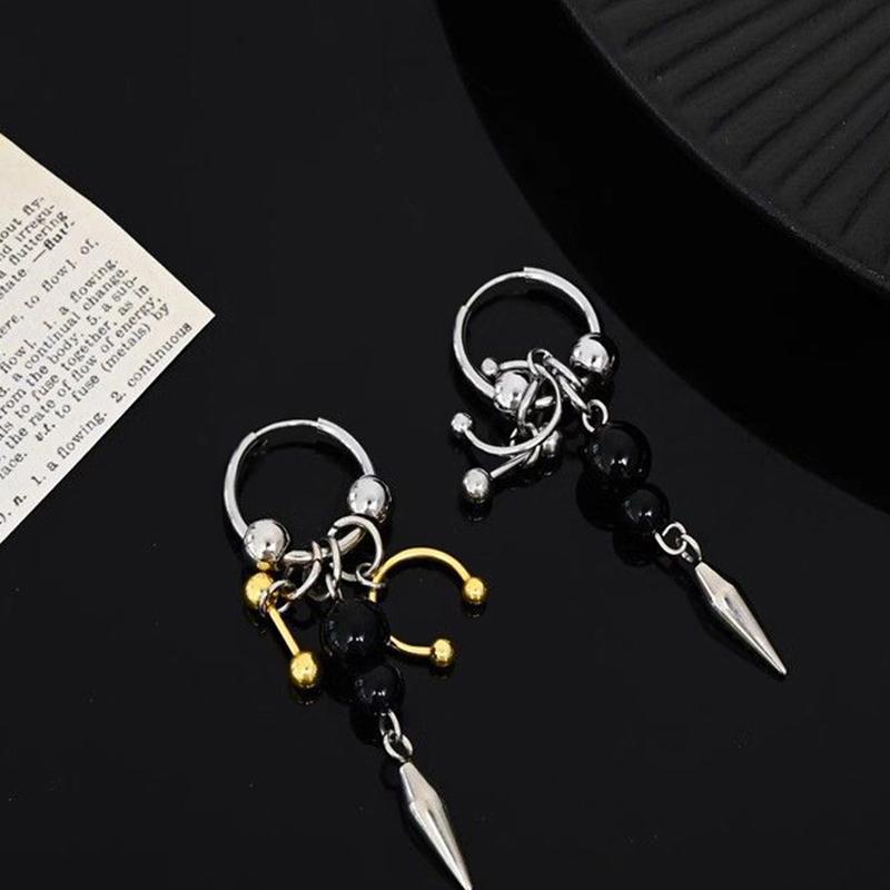 1PCS Fashionable Punk Rivet Tassel Earrings Neutral Cool Rock Style Geometric Irregular Daily Jewelry Gifts