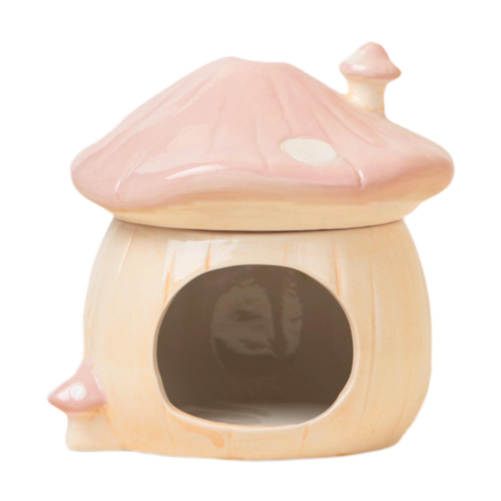 

Ceramic Hamster House Guinea Pig Hideout Hamster Nest Mushroom Shaped Cave for Rats Dwarf Hamster Hedgehog Chipmunk Gerbils рожевий