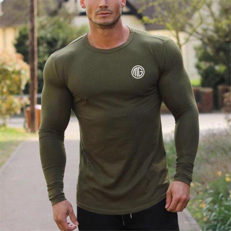 Muscleguys Spring and Autumn Men's Bottoming Shirt Cotton Fitness Comfortable Long Sleeve T-Shirt