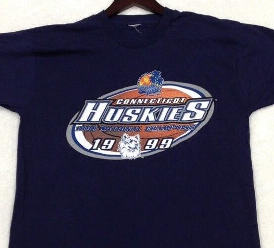 vintage 1999 CONNECTICUT HUSKIES FINAL FOUR BASKETBALL T-Shirt LARGE ncaa 90s 4XL