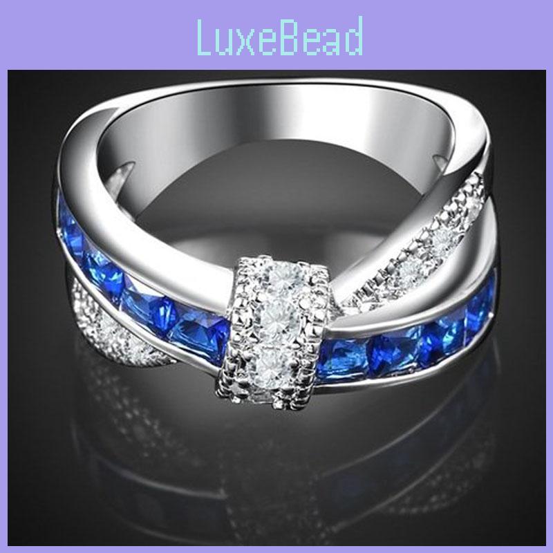 Bague Géométrique en Cuivre avec un Superbe Design de Croix en Zircon de Plusieurs Couleurs Élégantes