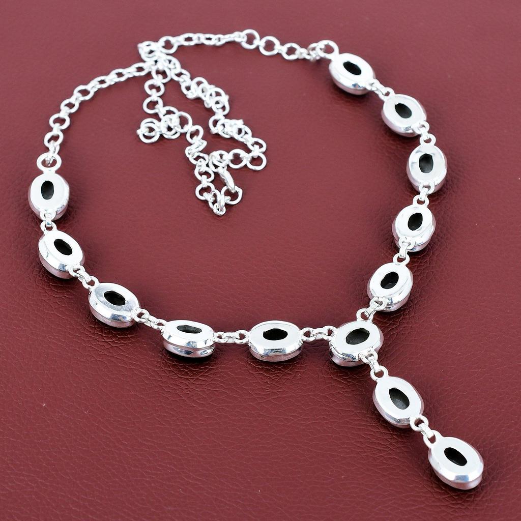 Silver Sheen Obsidian Necklace 925 Sterling Silver Necklace Adjustable Chain Necklace Handmade Gemstone Necklace Gift for Her Unique Jewelry