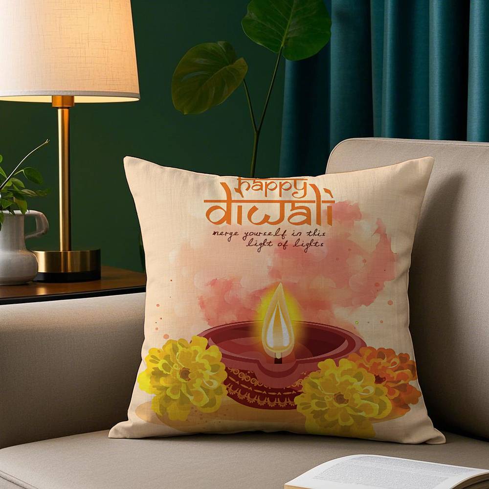 Diwali Festival Pillow Case Cozy Plush Pillow Cover Double Side Printed – Home Gift for Bedroom Decor