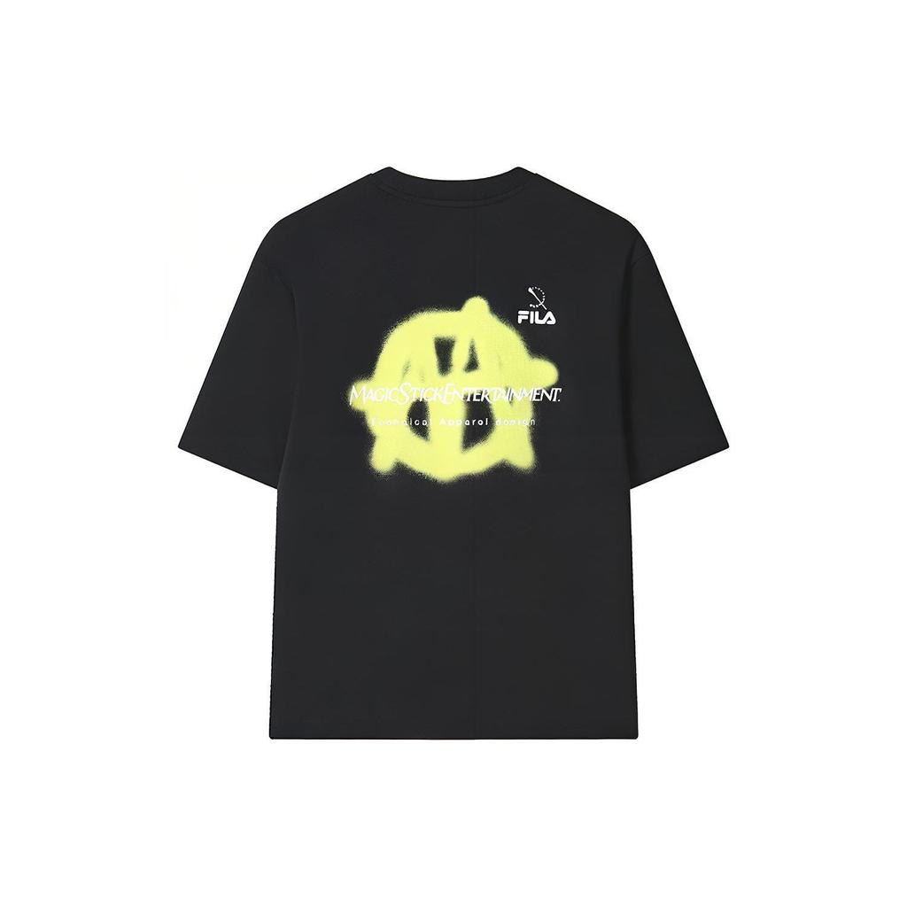 Fila X Magic Stick Collaboration Fashion Loose Couple Short Sleeve T-Shirt Unisex Tops Black F11U329101FBK