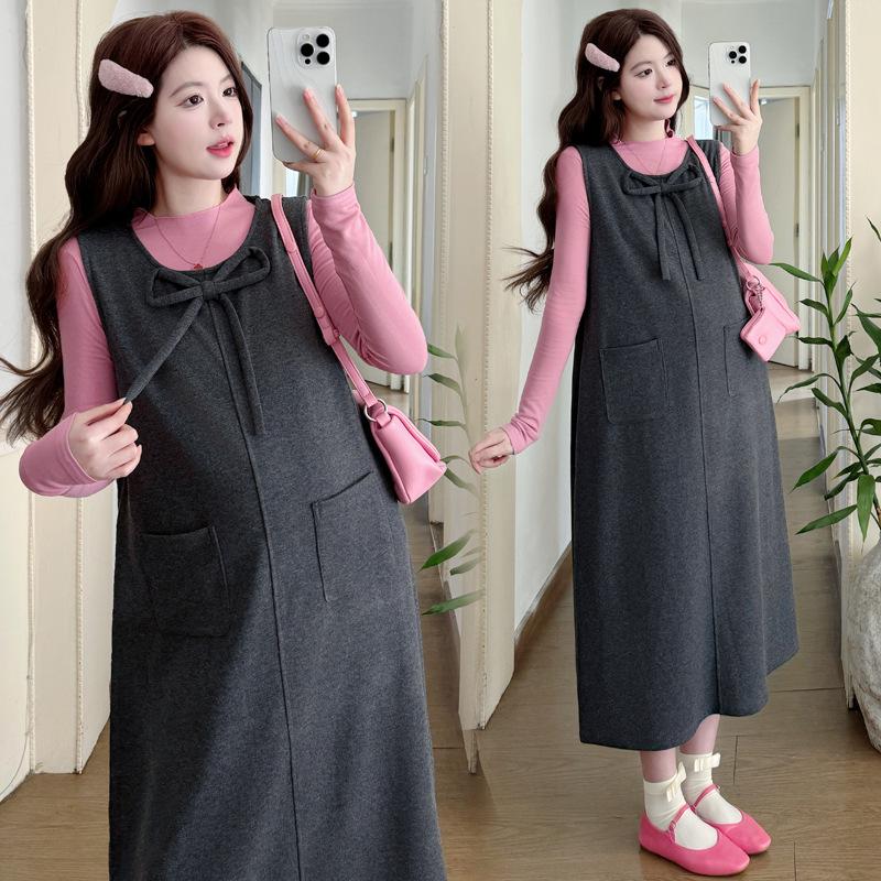 Maternity Spring Loose-Fit Plus Size Elegant Vest Dress Set L