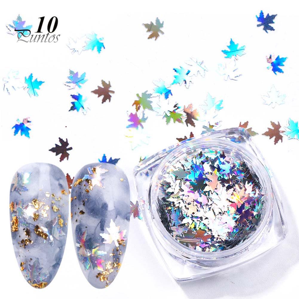 Puntos Nail Art Autumn Glitter Gradient Maple Leaf Sequins Applique Christmas Decor