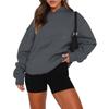 Damen-Sweatshirt mit Rundhalsausschnitt, übergroß, langärmelig, lässig, locker sitzender Kordelzug