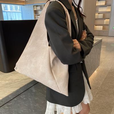 Bolsa feminina versátil estilo preguiçoso para o dia a dia, moda primavera, bolsa de ombro de grande capacidade, textura casual, bolsa de ombro portátil