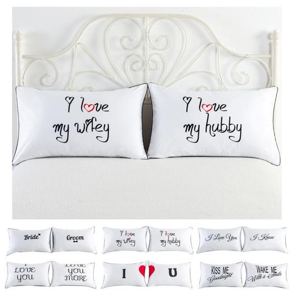 Couple 1 Pair Lovers Home Decor Pillow Case Sofa Waist Throw Cushion Cover