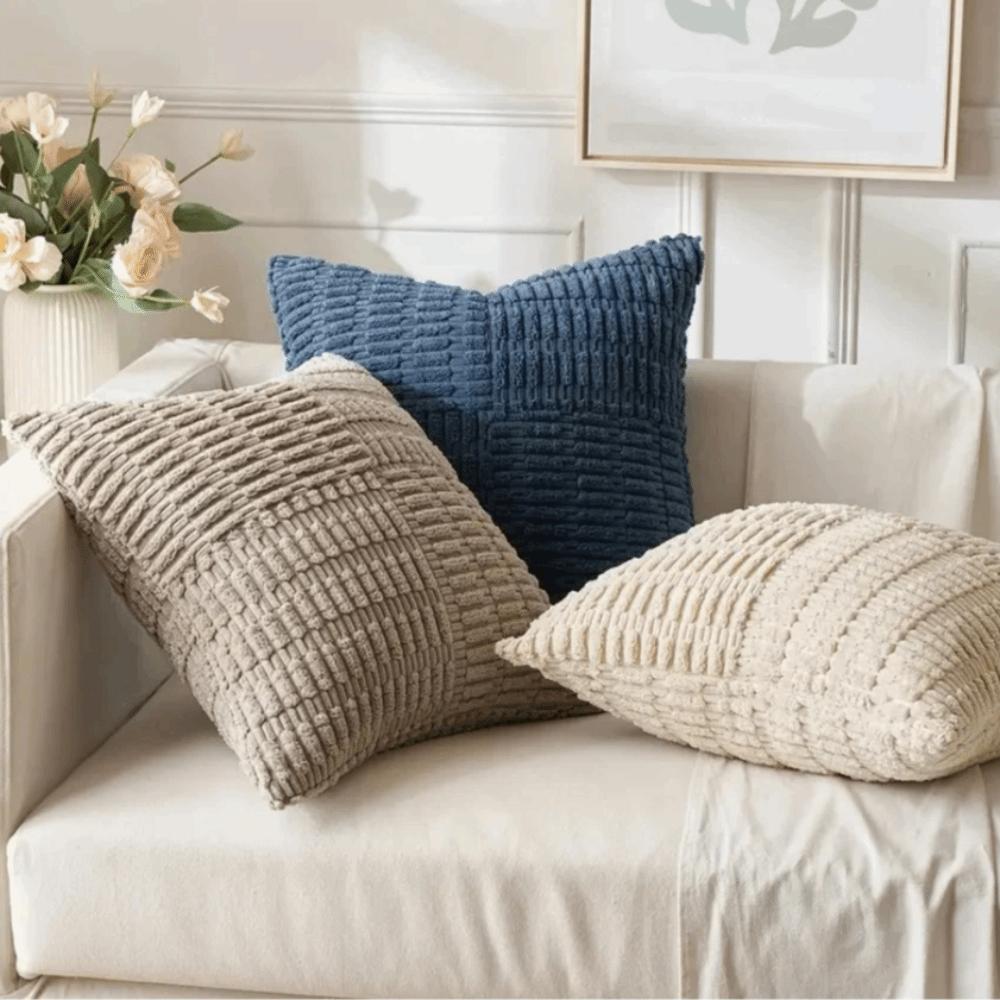 Super Soft Corduroy Pillow Cover Textured Wear Resistant Throw Pillow Covers Thickened Solid Color Plush Pillowcase Living Room