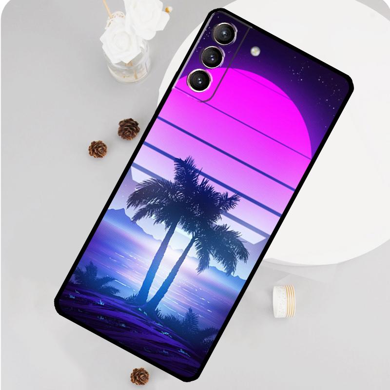 Retrowave Neon Palms Tree Phone Case For Samsung Galaxy S26 S25 S24 S20 S21 S22 S23 Ultra S10 Plus S25 FE Funda Cover