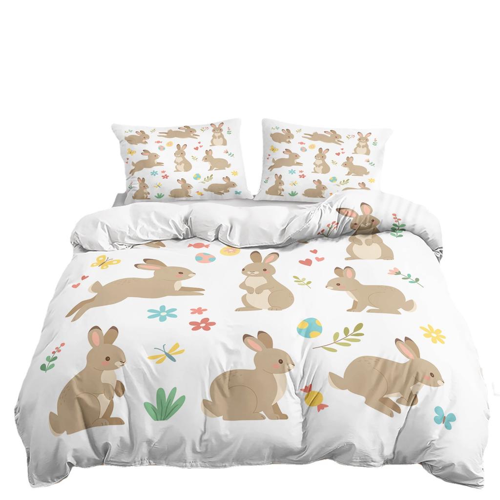 Three-Piece Bunny Cartoon Children'S Quilt Cover Digital Printing Kit Bedding Batch