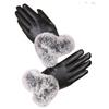 Winter Women's Warm Gloves PU Leather Plus Fleece Warm and Cold Proof Driver Rabbit Fur Mouth Winter Touch Screen Gloves