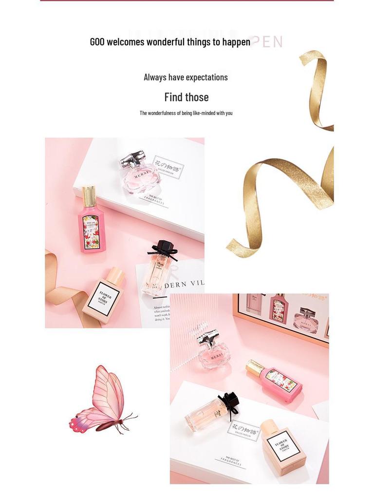 New Flower Story Women's Perfume Set: Four-Piece Gift Box with Long-Lasting Light Floral Fragrances - Flower Joy & Blooming Scents
