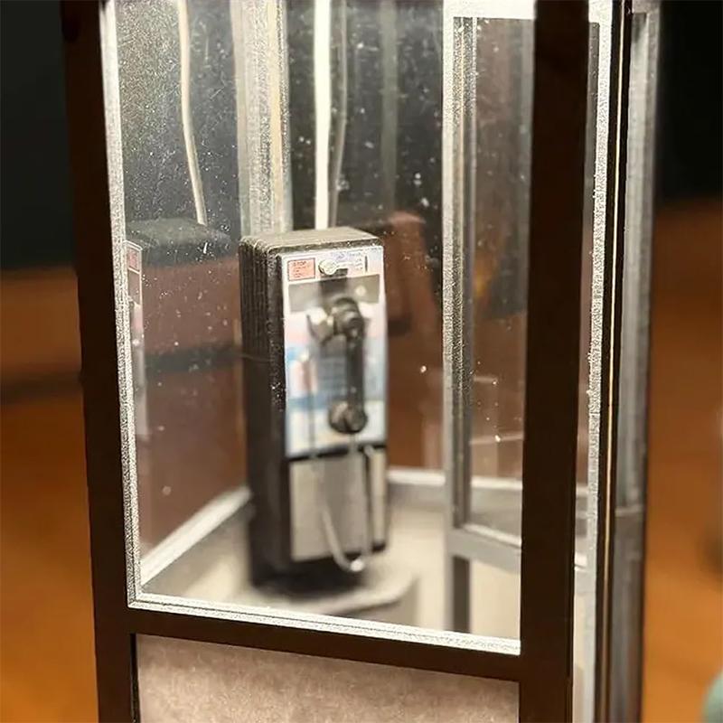 Retro Vintage Große Telefonzelle Lampe, Klassische Telefonzelle Tischlampe Mit Warmem LED-Licht, Telefonzelle Dekorative Nachtlampe