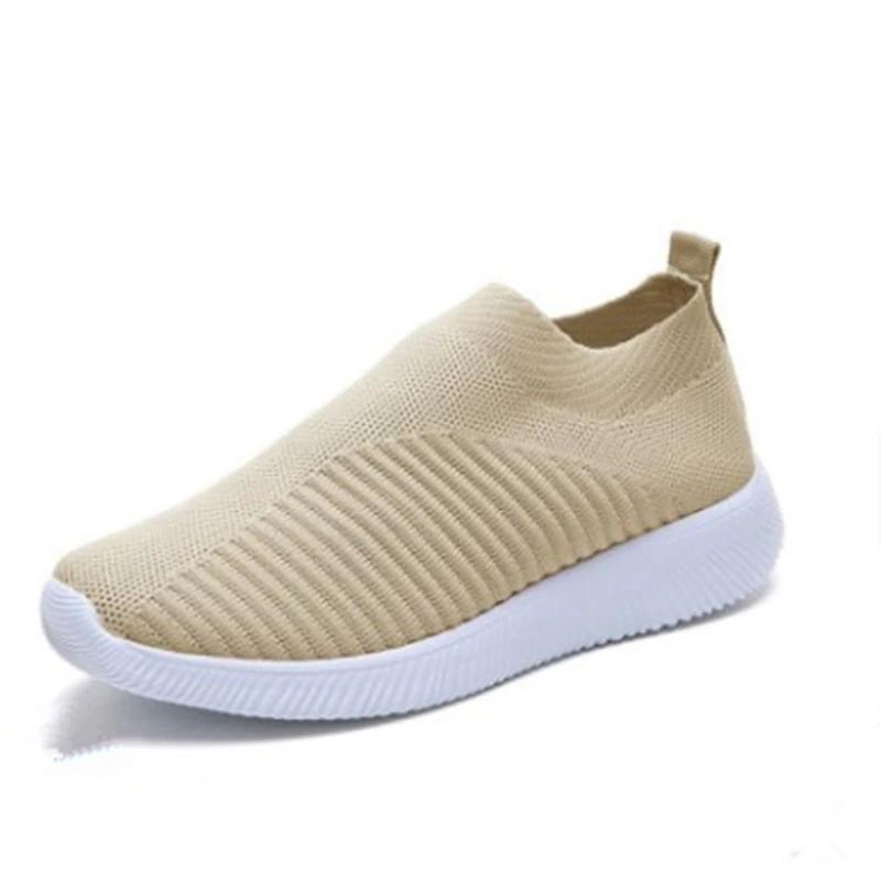 Women's Shoes Mesh Elastic Casual Sports Shoes Running Shallow Mouth Breathable Flat Bottom Vulcanized Shoes Large Size Sneakers