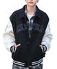 WEGO Melton Patch Stadium Street Loose Oversized Size Black Men's Jacket, Unisex, Style, Fit, Silhouette, Fall/Winter Clothing, Gift, M,