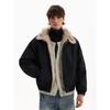 Blaexit Faux Rabbit Fur Collar Green Harrington Jacket Men's Thickened Winter Cotton Short Coat