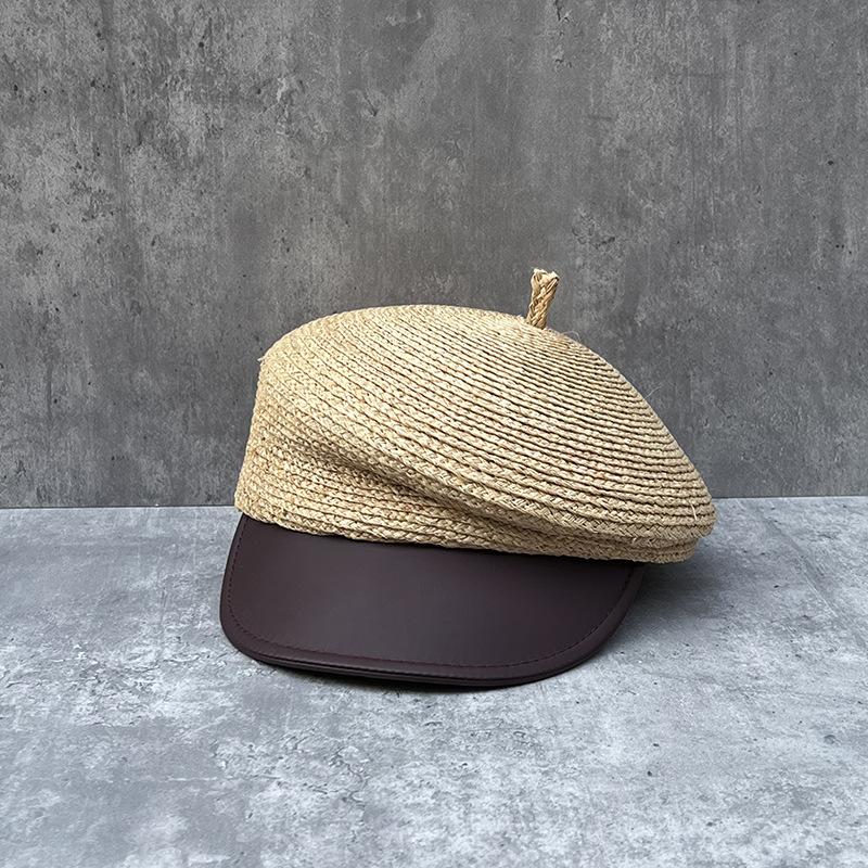 25 Niche Retro Raffia Hat Women'S Summer Vacation Sun Hat Showing Face Small Cap