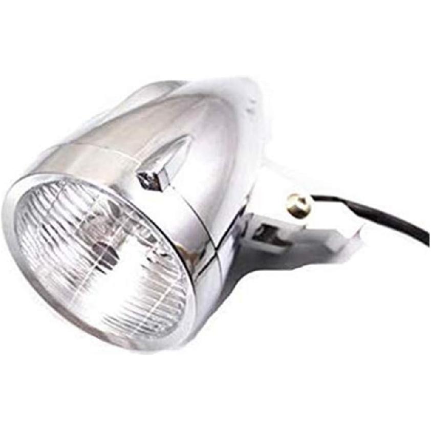 Motorcycle Headlight Motocross H4 LED Angel Eye Retro Headlight Lamp Scooter Offroad Cafe Racer Cruiser Chopper Touring (Chrome)