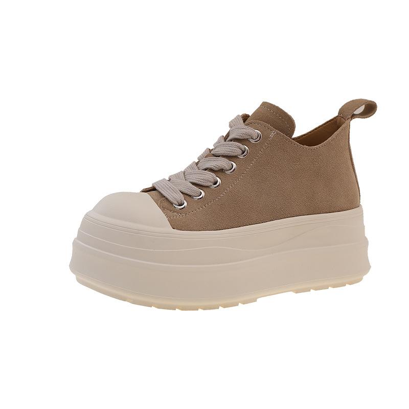 

Autumn new muffin thick-soled heightening board shoes women s fashion versatile big head lace-up casual shoes women 40