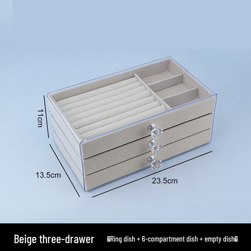 Exquisite Velvet Acrylic Anti-Oxidation Jewelry Storage Box for Earrings, Studs, and Necklaces