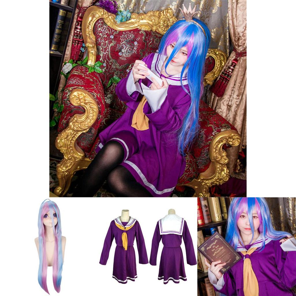 Breathable No Game No Life Shiro Cosplay Dress Shirt Tie Set With Perfect Stitches